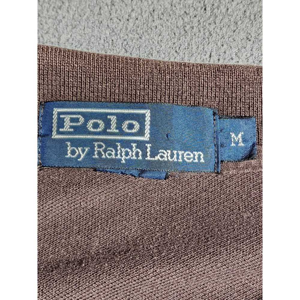 Polo Ralph Lauren T-Shirt Men Medium Brown Short Sleeve Collared Green Pony - Picture 6 of 16